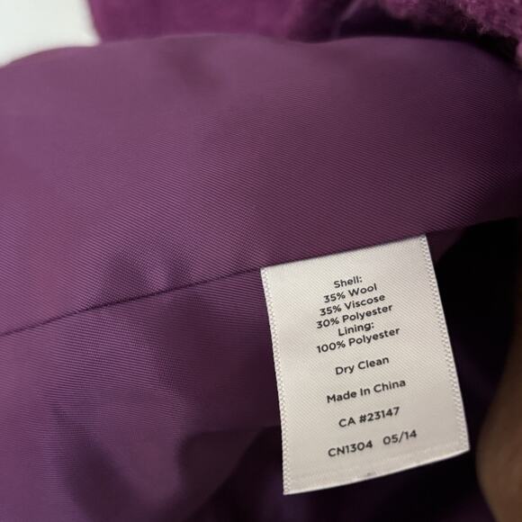 Talbots Wool Blend Hidden Snap Mandarin Collar Jacket | Violet Purple Size 6 - Picture 5 of 5